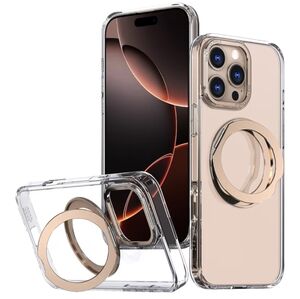 PELEPUES IPHONE 16 PRO Clear and Gold Phone Case with Ring Holder
